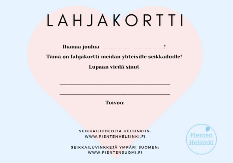 Pienten Helsingin lahjakortti